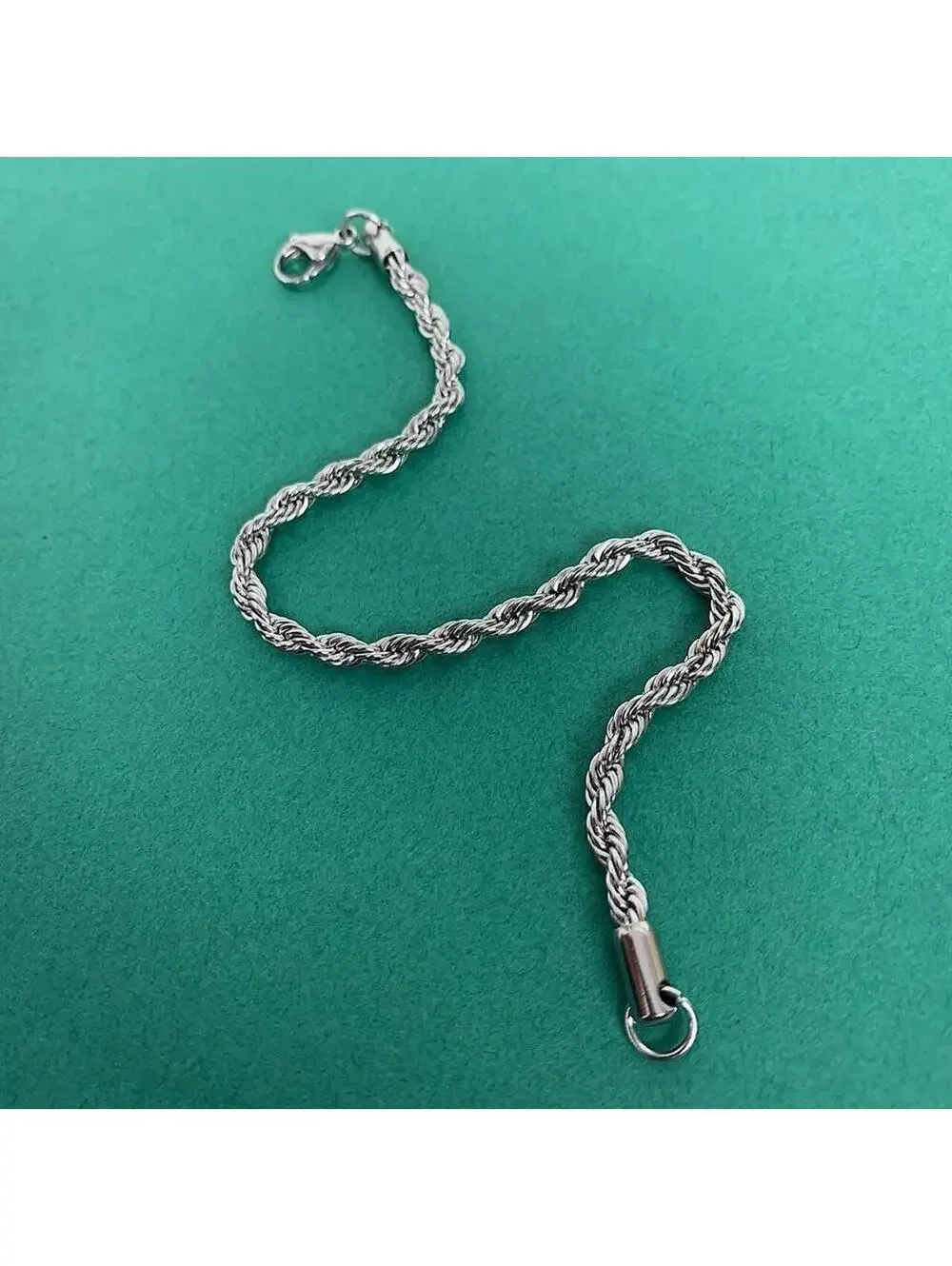 Y2k Cyber Stainless Steel Silver Rope Chain Bracelet. Cool design. Nice quality